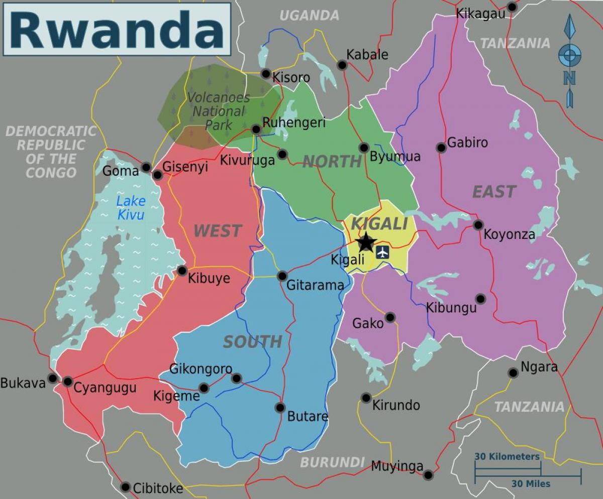 kart av kigali i Rwanda