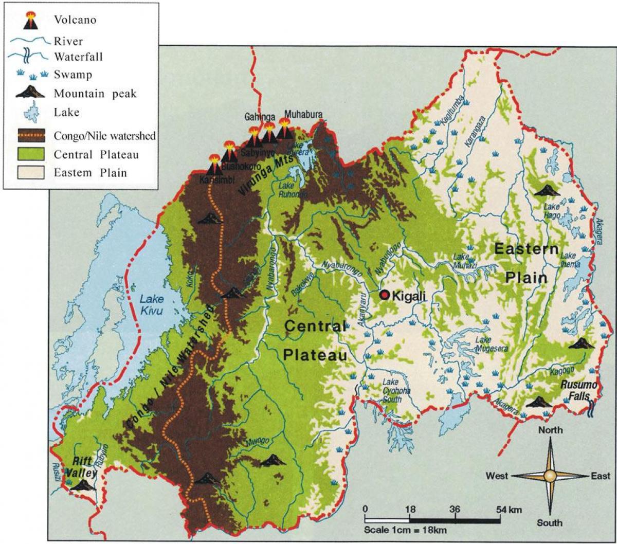 geografiske kart i Rwanda