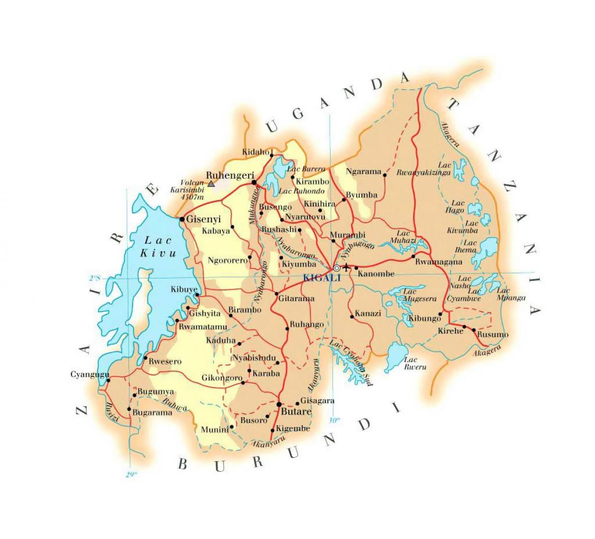 kart av Rwanda veien