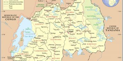 Kart av administrative kart i Rwanda