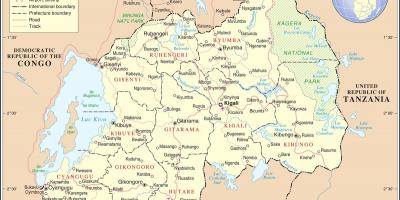 Kart over kart Rwanda omkringliggende land
