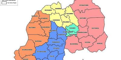 Kart av Rwanda sektorer